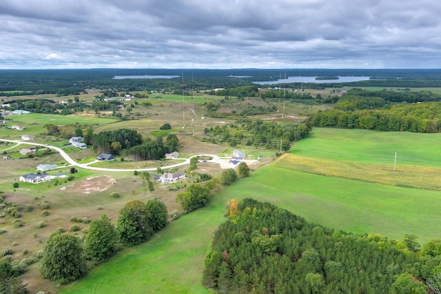 bird's eye view with a rural view