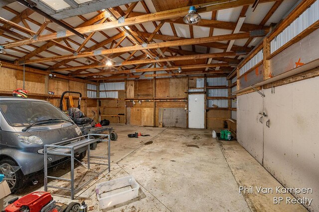 garage featuring metal wall