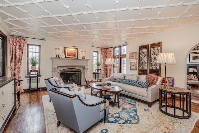 living room featuring hardwood / wood-style flooring and a wealth of natural light