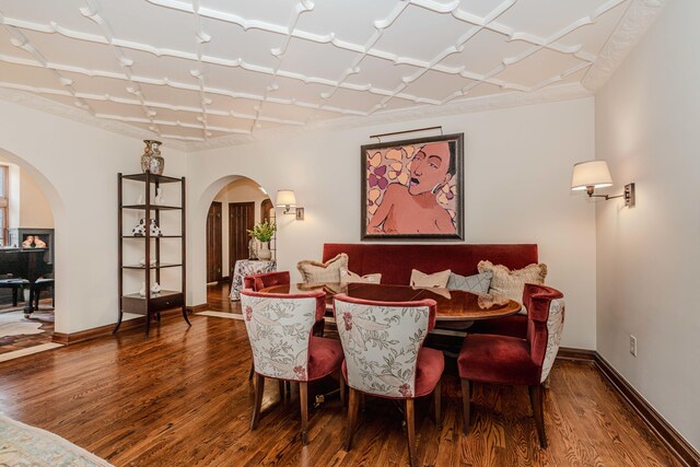 dining space featuring hardwood / wood-style floors