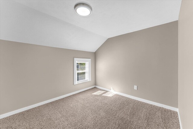 additional living space with vaulted ceiling and carpet flooring