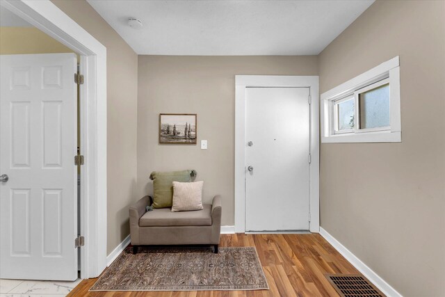 entrance foyer with light hardwood / wood-style flooring