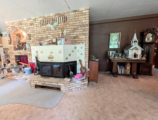 living room featuring carpet