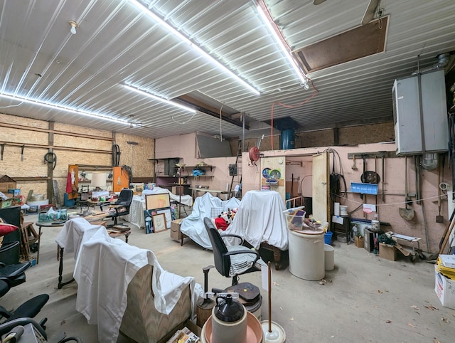 garage featuring a workshop area