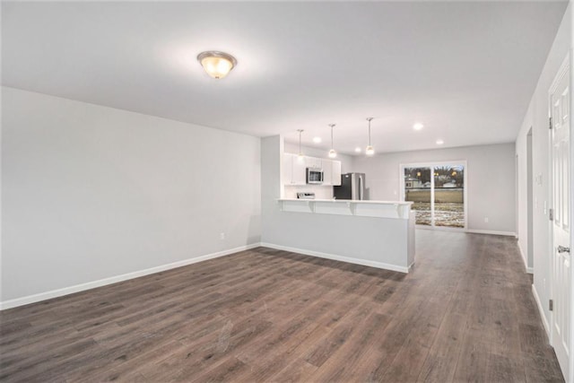 unfurnished living room featuring dark hardwood / wood-style floors