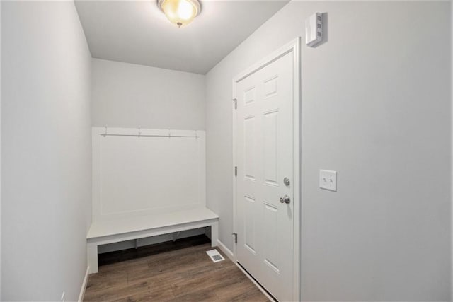 mudroom featuring dark hardwood / wood-style floors