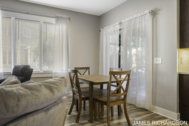 dining room with wood-type flooring