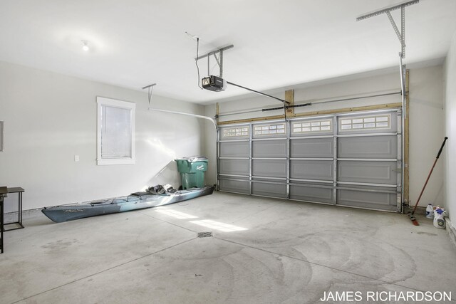 garage with a garage door opener