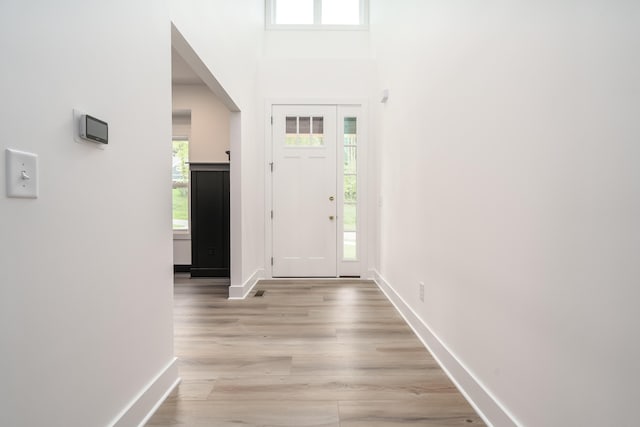 foyer with light hardwood / wood-style floors