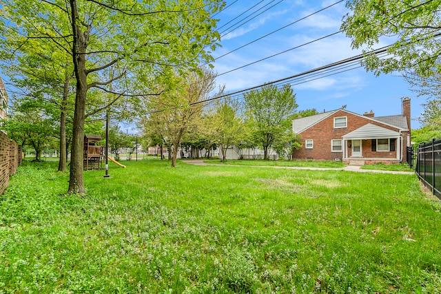 view of yard with a playground