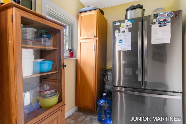 kitchen with stainless steel fridge