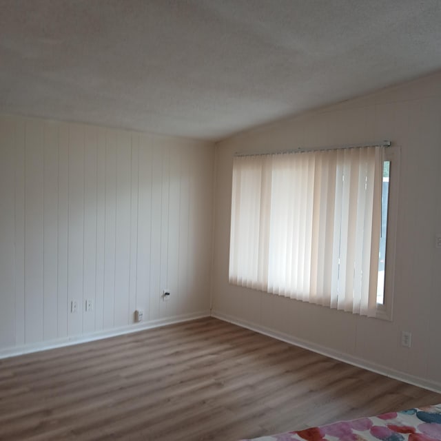 empty room featuring hardwood / wood-style flooring and a textured ceiling