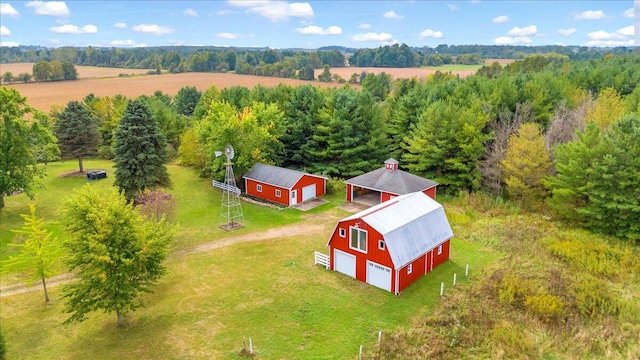 drone / aerial view with a rural view