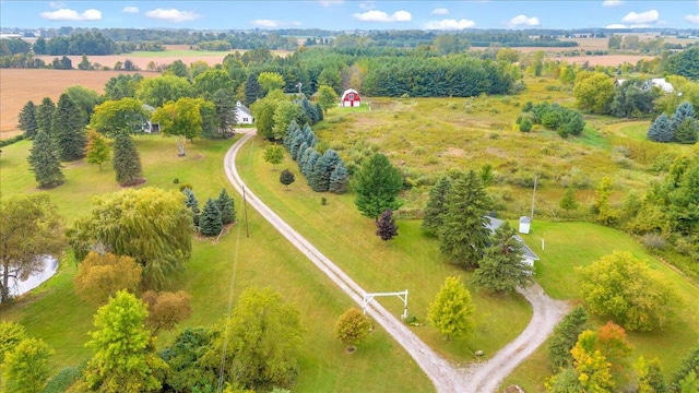 aerial view featuring a rural view