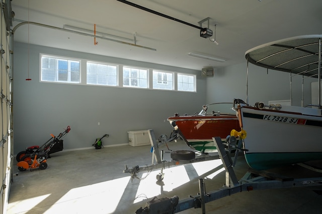 garage with a garage door opener