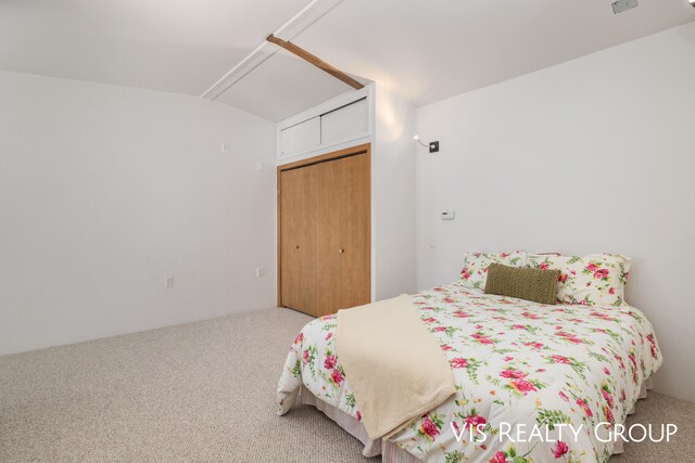 bedroom featuring a closet and carpet