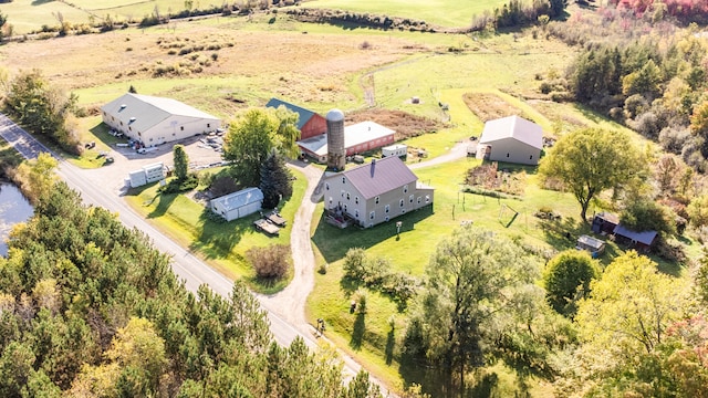 aerial view with a rural view