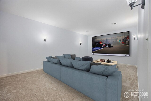 view of carpeted home theater