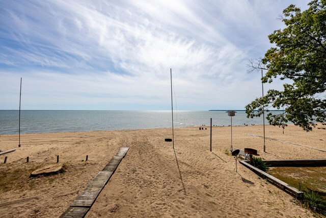 property view of water with a beach view