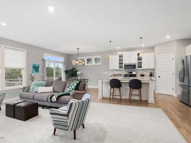 living room featuring light wood-type flooring