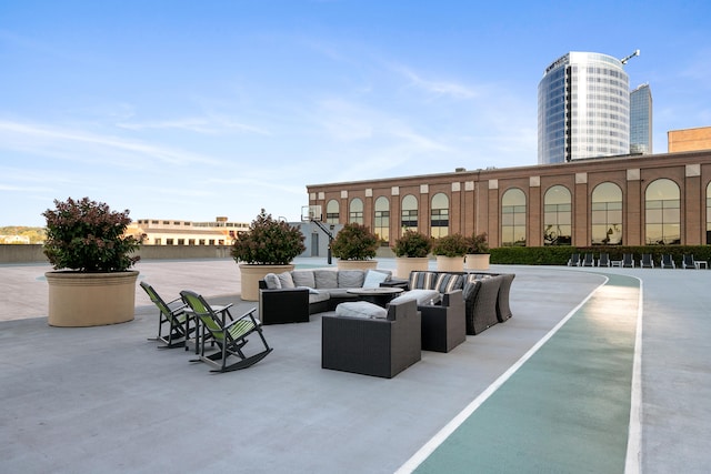 view of patio featuring an outdoor living space