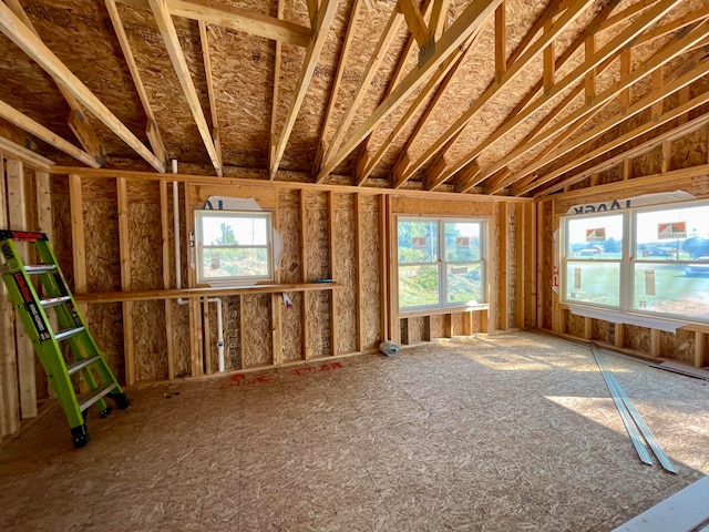 misc room with lofted ceiling and a wealth of natural light