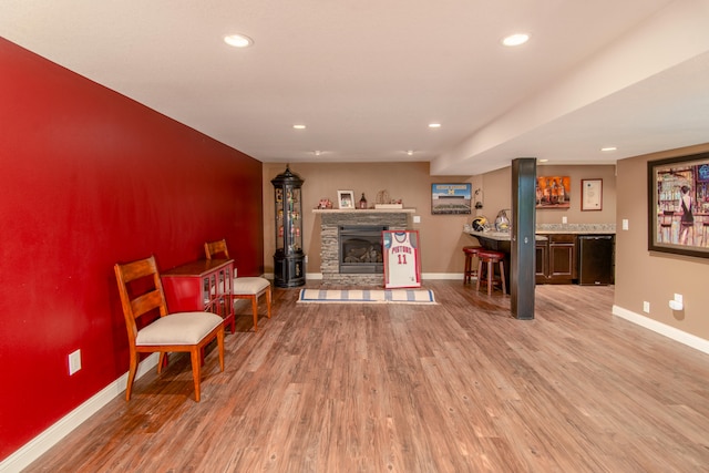 living area featuring light hardwood / wood-style floors