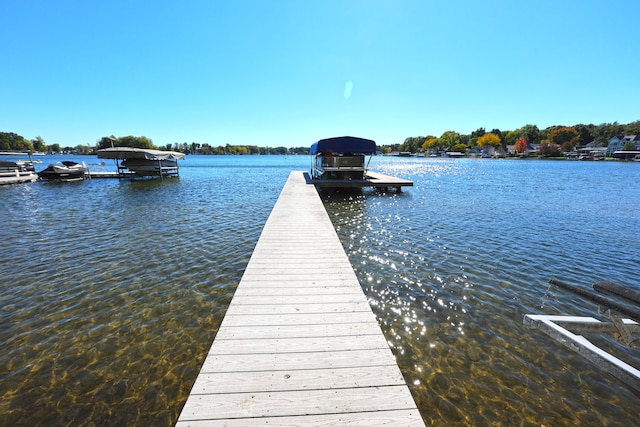 dock area featuring a water view