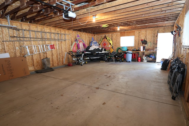 garage with a garage door opener