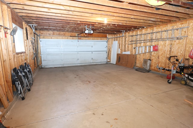 garage with a garage door opener