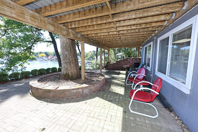 view of patio / terrace featuring a pergola