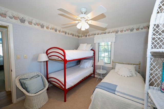 bedroom featuring carpet and ceiling fan