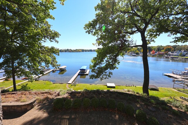 view of dock featuring a water view