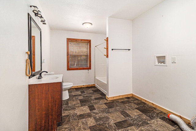 full bathroom featuring vanity, toilet, and shower / bathtub combination