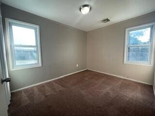 view of carpeted spare room