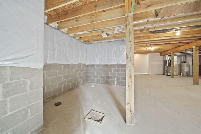 basement with water heater