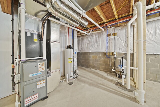 basement with water heater