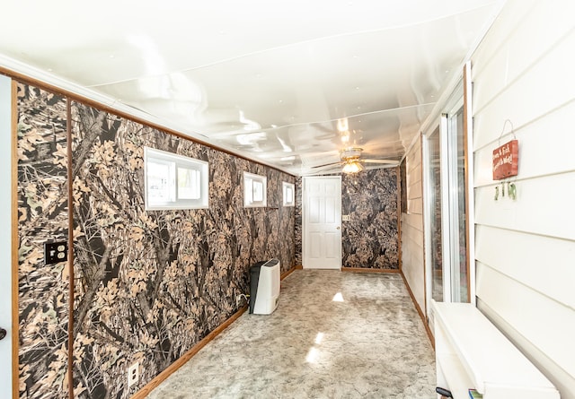 bathroom with ceiling fan