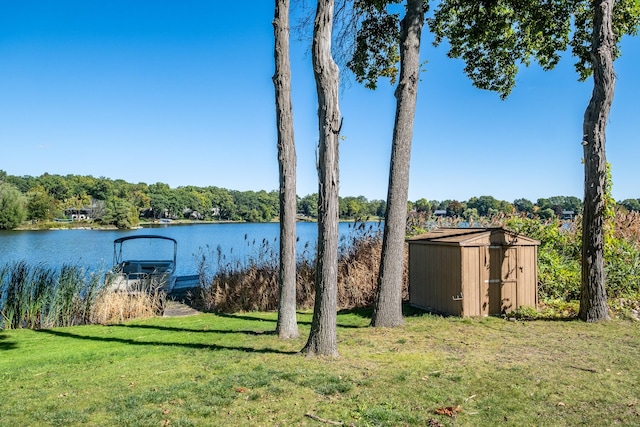 property view of water with a boat dock