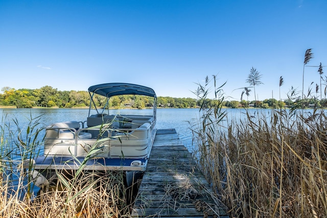 view of dock featuring a water view