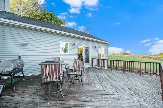 deck featuring grilling area