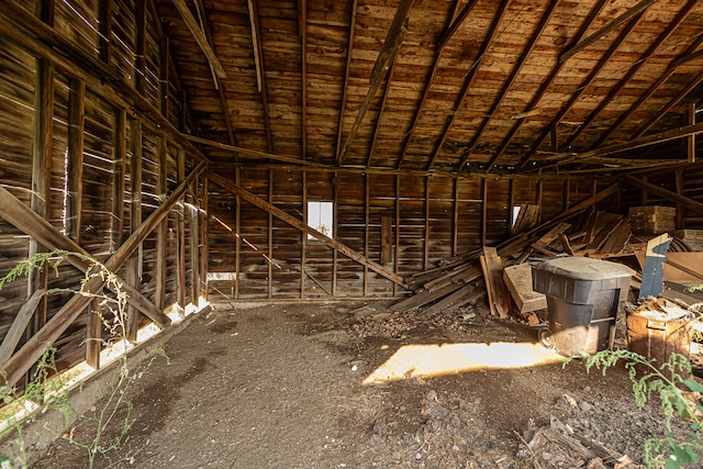 view of unfinished attic