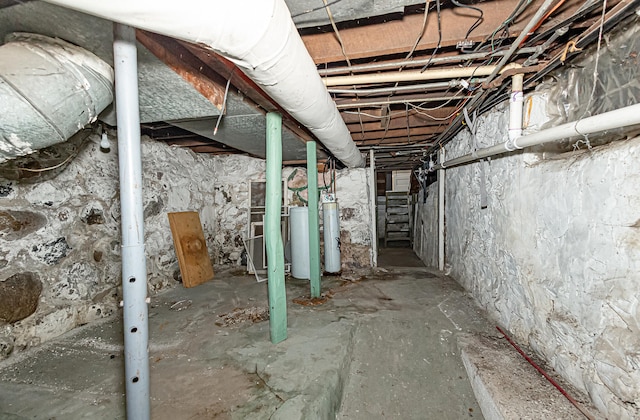 basement with gas water heater