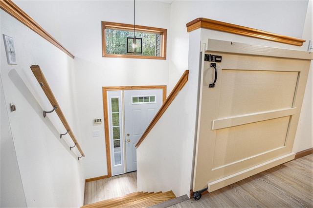 foyer entrance featuring light wood-type flooring