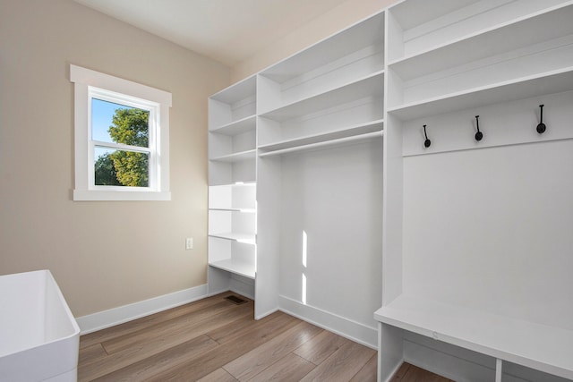 mudroom featuring light wood-type flooring