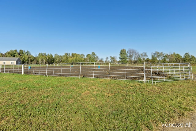 view of yard with a rural view