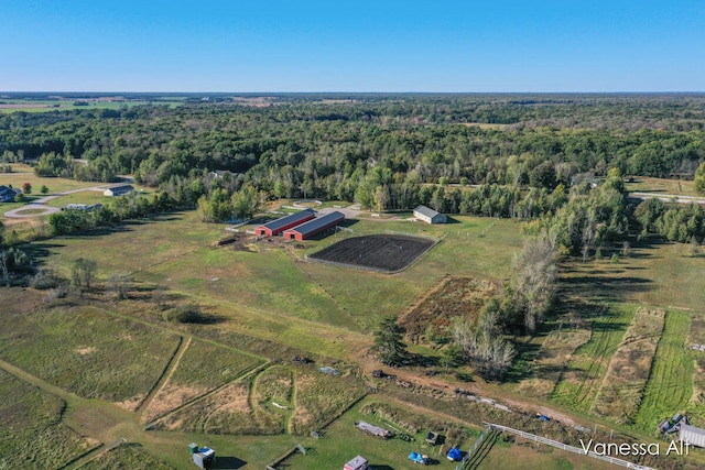 aerial view with a rural view