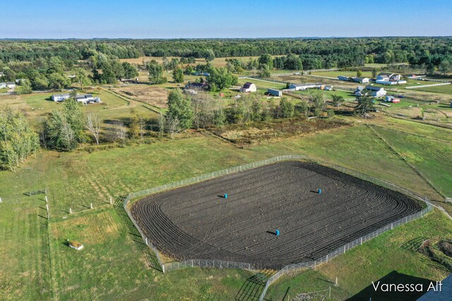 aerial view with a rural view