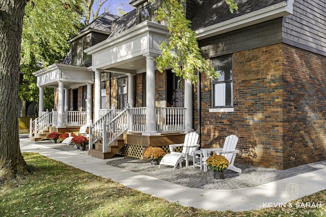 exterior space featuring covered porch