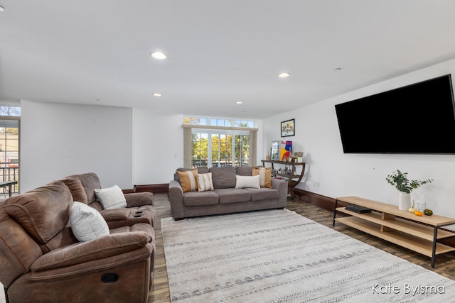 living room featuring hardwood / wood-style flooring and a wealth of natural light